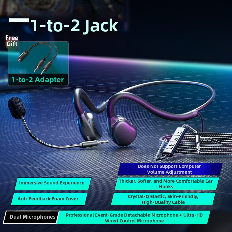 Drôtový headset pre živé vysielanie s mikrofónom s potlačením šumu, pre PC/desktop/notebook, 3,5 mm konektor, 2 m kábel, všetko v jednom