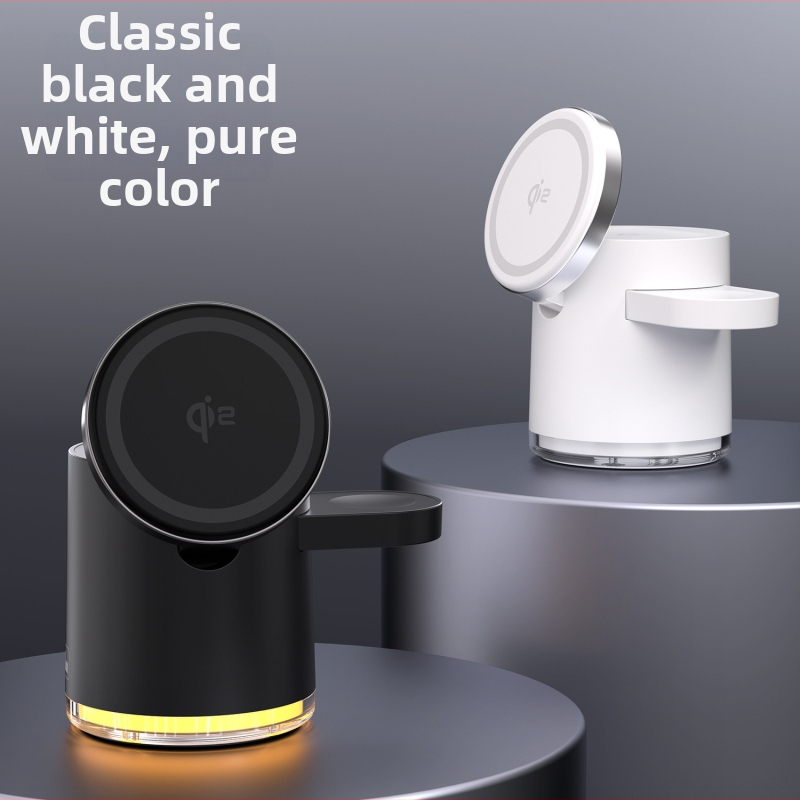 Qi2 magnetický 3-v-1 skladací bezdrôtový nabíjač pre Apple iPhone 15 — Celkový výkon 23W; 15W pre telefón, 5W pre slúchadlá, 3W pre hodinky