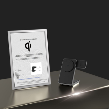 Qi2 πιστοποιημένος μαγνητικός ασύρματος φορτιστής, μέγ. 15W, 3-σε-1 αναδιπλούμενο, σώμα από κράμα αλουμινίου με υγρή σιλικόνη