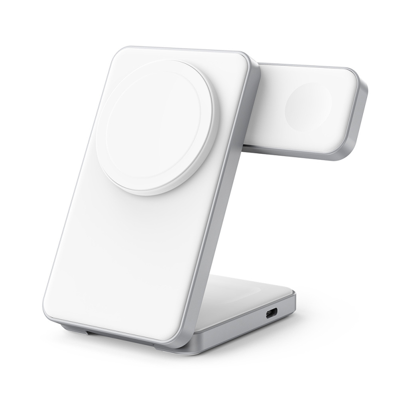 Qi2 πιστοποιημένος μαγνητικός ασύρματος φορτιστής, μέγ. 15W, 3-σε-1 αναδιπλούμενο, σώμα από κράμα αλουμινίου με υγρή σιλικόνη