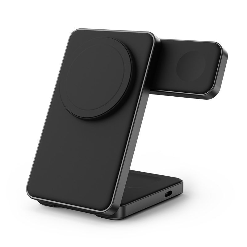 Qi2 πιστοποιημένος μαγνητικός ασύρματος φορτιστής, μέγ. 15W, 3-σε-1 αναδιπλούμενο, σώμα από κράμα αλουμινίου με υγρή σιλικόνη