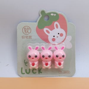 Capac de creion din silicon moale cu motiv de desene animate, capac creativ pentru pix cu iepure și hamster, husă de protecție pentru vârful pixului pentru copii