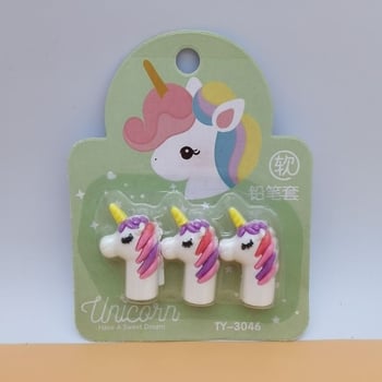 Capac de creion din silicon moale cu motiv de desene animate, capac creativ pentru pix cu iepure și hamster, husă de protecție pentru vârful pixului pentru copii