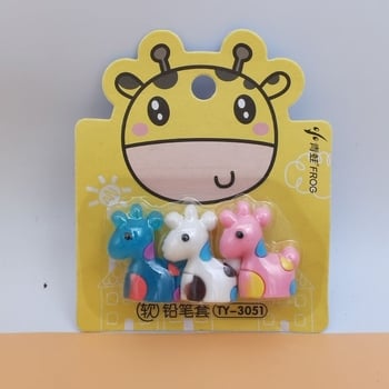 Capac de creion din silicon moale cu motiv de desene animate, capac creativ pentru pix cu iepure și hamster, husă de protecție pentru vârful pixului pentru copii