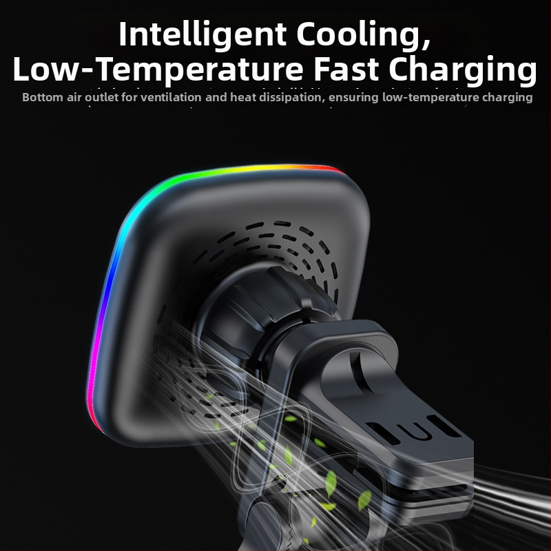 Magnetski bežični automobilni punjač s nosačem za ventilaciju za iPhone 12–15, QC3.0, 9V/2A, 15W