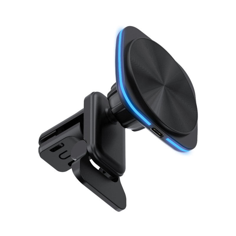Magnetski bežični automobilni punjač s nosačem za ventilaciju za iPhone 12–15, QC3.0, 9V/2A, 15W