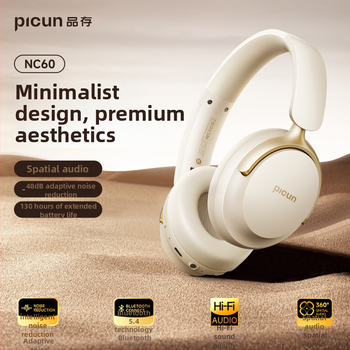 Picun NC60 headset wireless pentru PC/jocuri cu anulare activă a zgomotului, latență scăzută pentru esports, Bluetooth 5.4, autonomie peste 8 ore, rază de acțiune 10 m