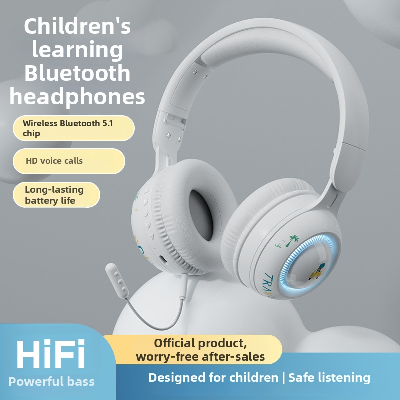 Bluetooth slušalice za glavu s dinosaurom i šarenim svjetlosnim efektom, TF kartica; Bluetooth 5.0, domet 15 m, stereo, trajanje baterije preko 8 sati