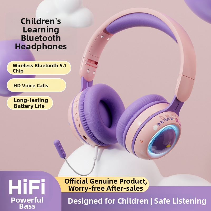 Bluetooth slušalice za glavu s dinosaurom i šarenim svjetlosnim efektom, TF kartica; Bluetooth 5.0, domet 15 m, stereo, trajanje baterije preko 8 sati