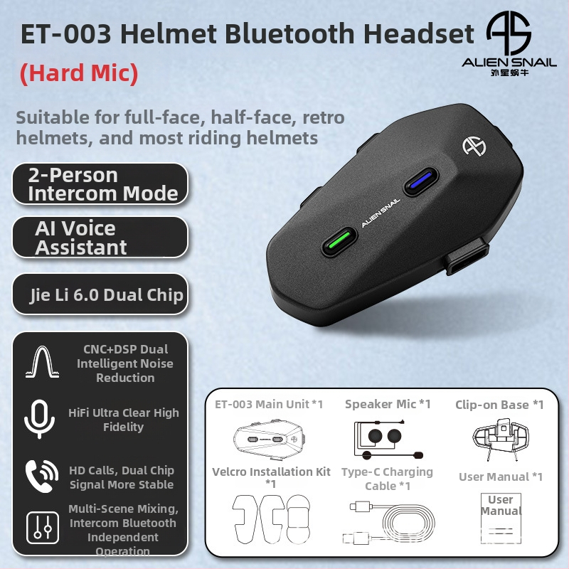 Мотоциклетна каска Bluetooth слушалка с двустранен стерео звук (Bluetooth 5.0, обхват 15 м, автономност 18–22 ч)