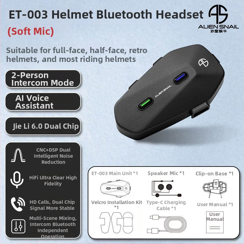 Мотоциклетна каска Bluetooth слушалка с двустранен стерео звук (Bluetooth 5.0, обхват 15 м, автономност 18–22 ч)