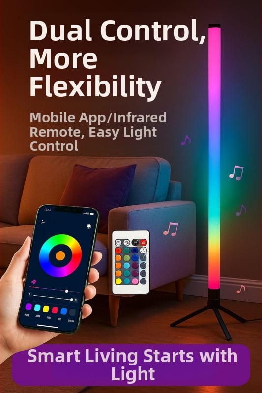 LED торшер с RGB амбиентно осветление, дистанционно управление, nordic стил, акрилен корпус, PVC абажур