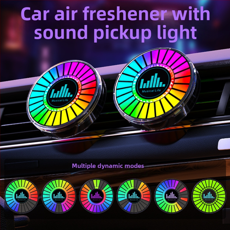 RGB LED lampiņa auto ventilācijai ar 3D atmosfēras apgaismojumu, balss vadību un aromaterapiju