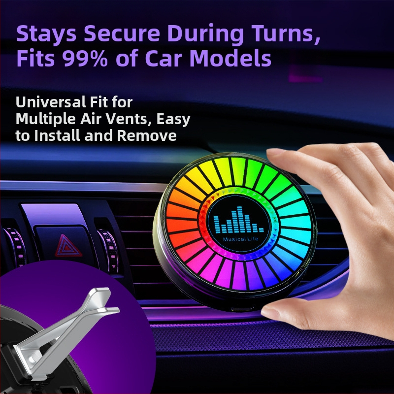 RGB LED lampiņa auto ventilācijai ar 3D atmosfēras apgaismojumu, balss vadību un aromaterapiju