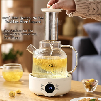 Veselības ūdens tējkanna – Daudzfunkcionāla, Automātiska tējas pagatavošana, Biroja modelis, 1.5L, 500W, 220V, Borosilikāta stikls, Pieskaršanās vadība
