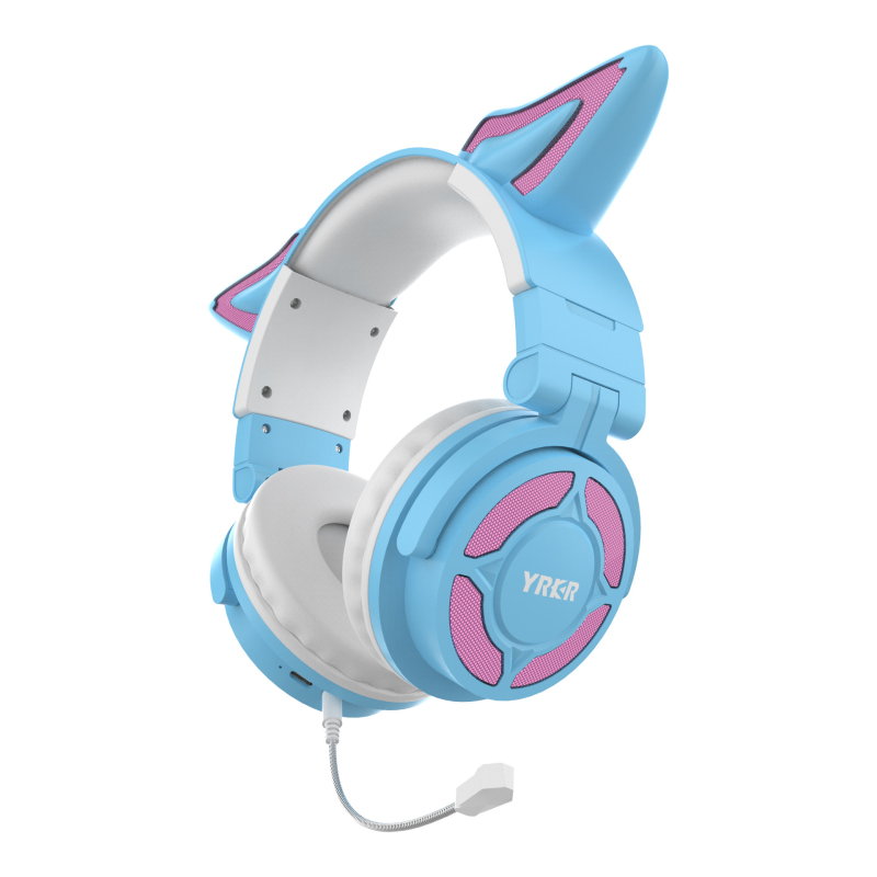 Bežične gaming slušalice s lisicama na ušima, preko glave, Bluetooth 5.3, domet 10 m, niska latencija za Esports, trajanje baterije >8 h, IPX3 vodootpornost