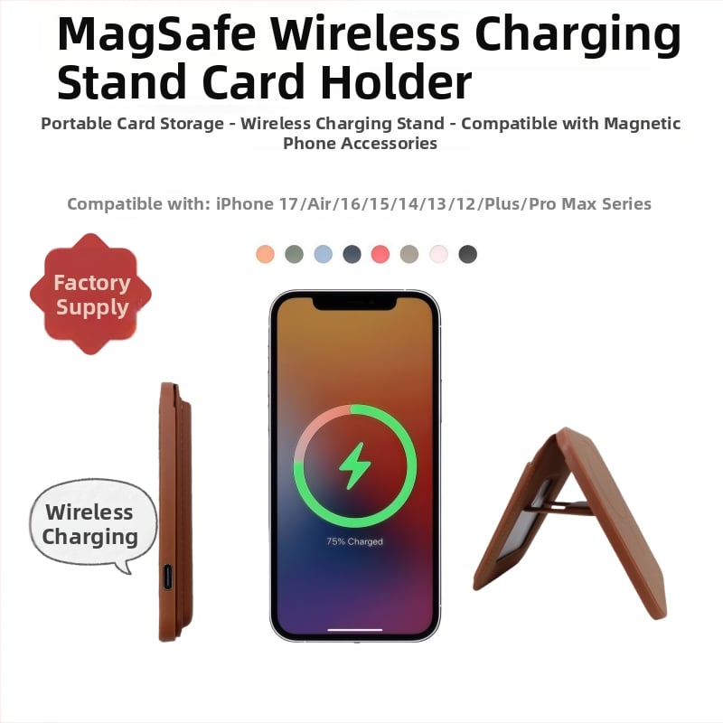 Troj-in-one magnetický bezdrôtový nabíjací stojan s držiakom kariet pre iPhone, AirPods, Apple Watch a Samsung | USB-C vstup, max. 15W