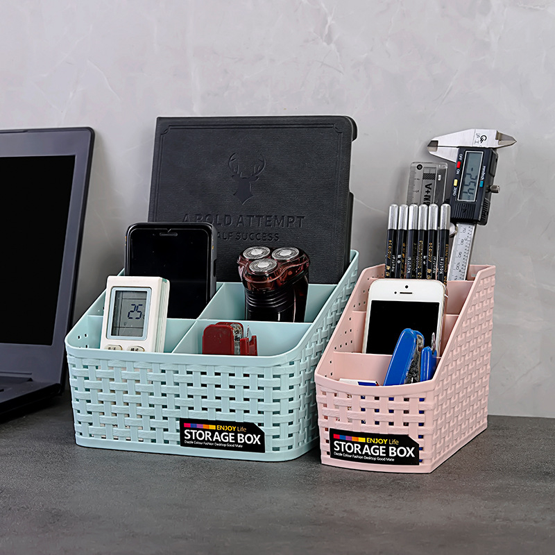Stolni organizator za pohranu s imitacijom ratana, pregrade, PP plastika, kapacitet 2 litre