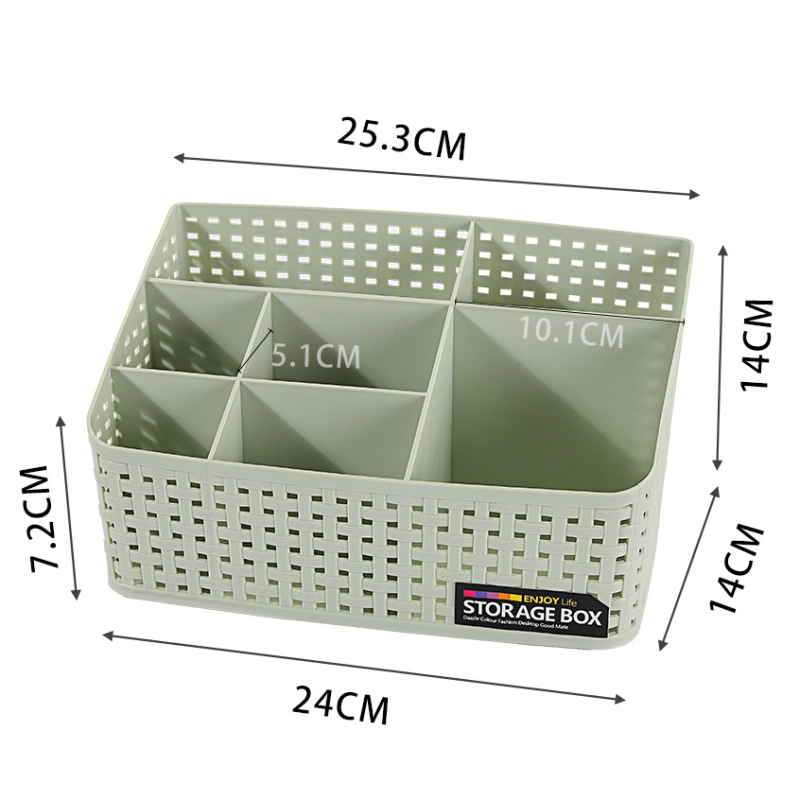 Stolni organizator za pohranu s imitacijom ratana, pregrade, PP plastika, kapacitet 2 litre
