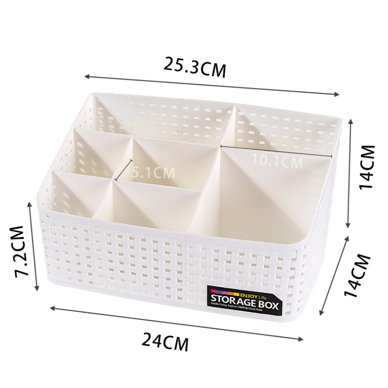 Stolni organizator za pohranu s imitacijom ratana, pregrade, PP plastika, kapacitet 2 litre