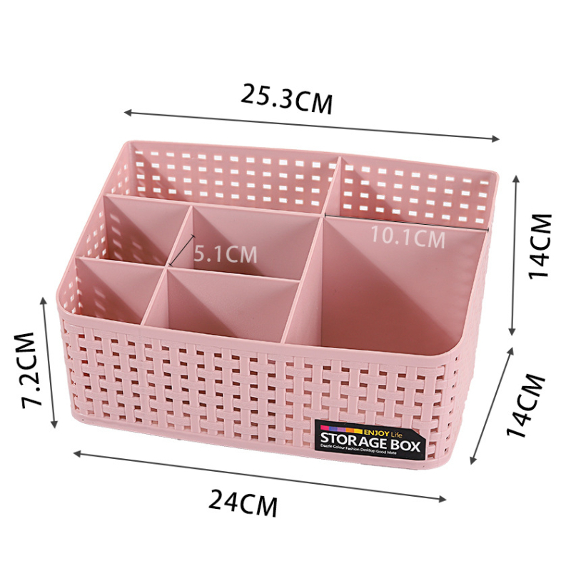 Stolni organizator za pohranu s imitacijom ratana, pregrade, PP plastika, kapacitet 2 litre