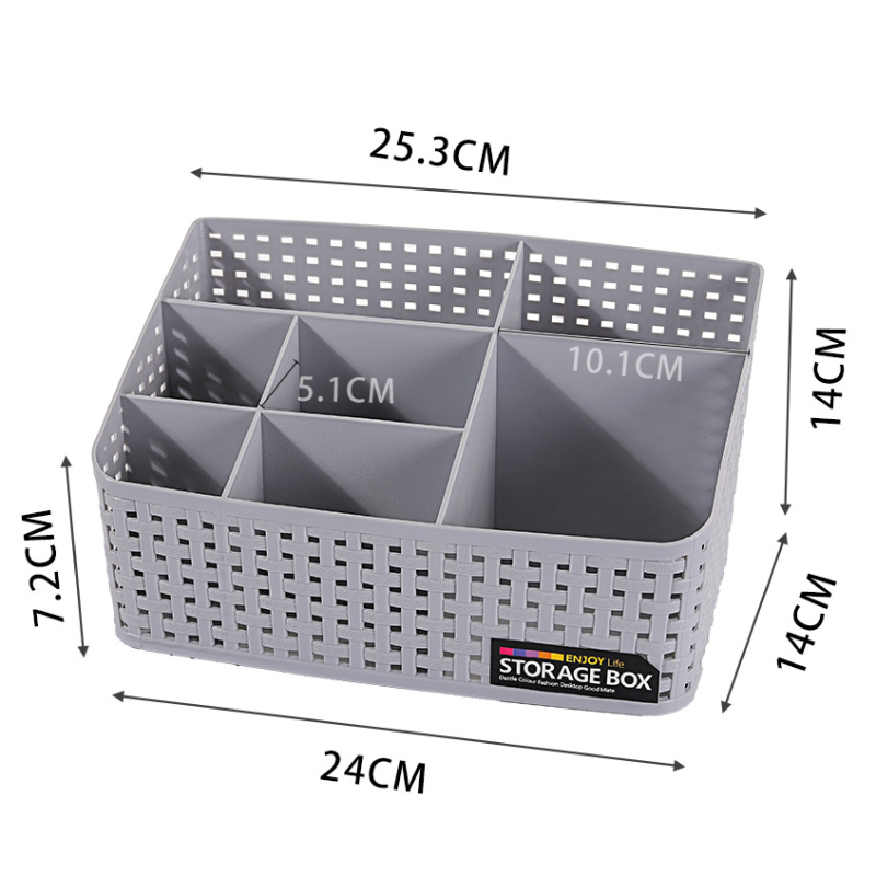 Stolni organizator za pohranu s imitacijom ratana, pregrade, PP plastika, kapacitet 2 litre