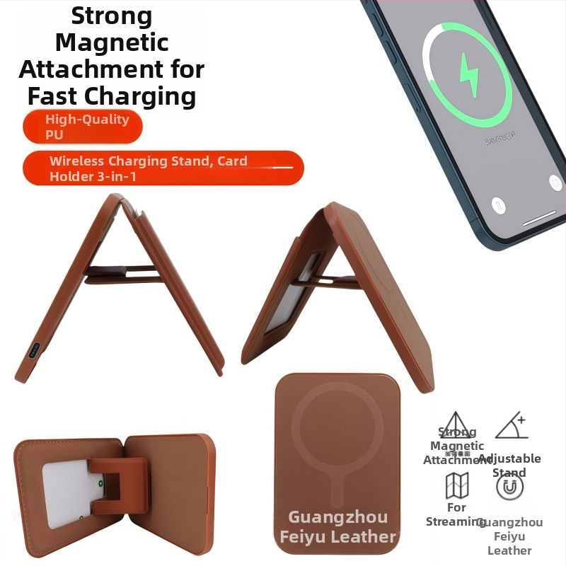 Bezdrôtový nabíjací stojan s magnetickým držiakom na karty, kompatibilný s iPhone 17/16/15, AirPods, Apple Watch a Samsung zariadenia; Qi bezdrôtové nabíjanie do 15W, výstup 3A, QC 3.0.