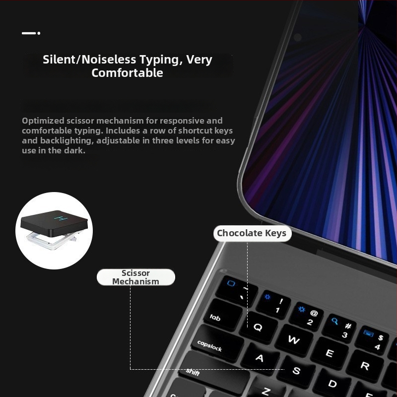 Puzdro s klávesnicou pre iPad s magnetickou oporou, odolné voči nárazom, podpora stojanu, odvádzanie tepla, proti otlačkom prstov