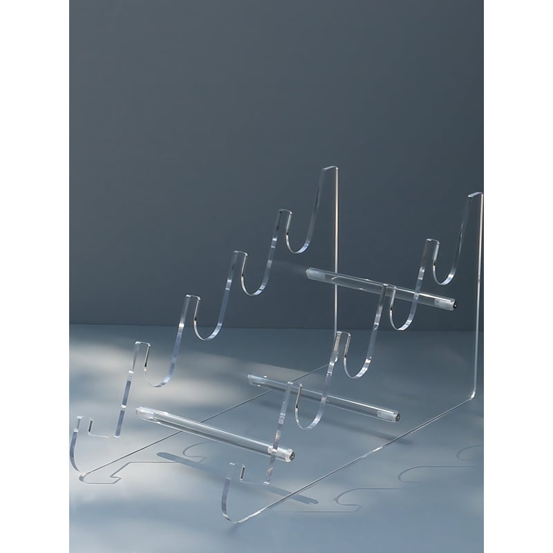 Дисплей рафт за клавиатури, прозрачно органично стъкло, за витрини и рафтове в мол.