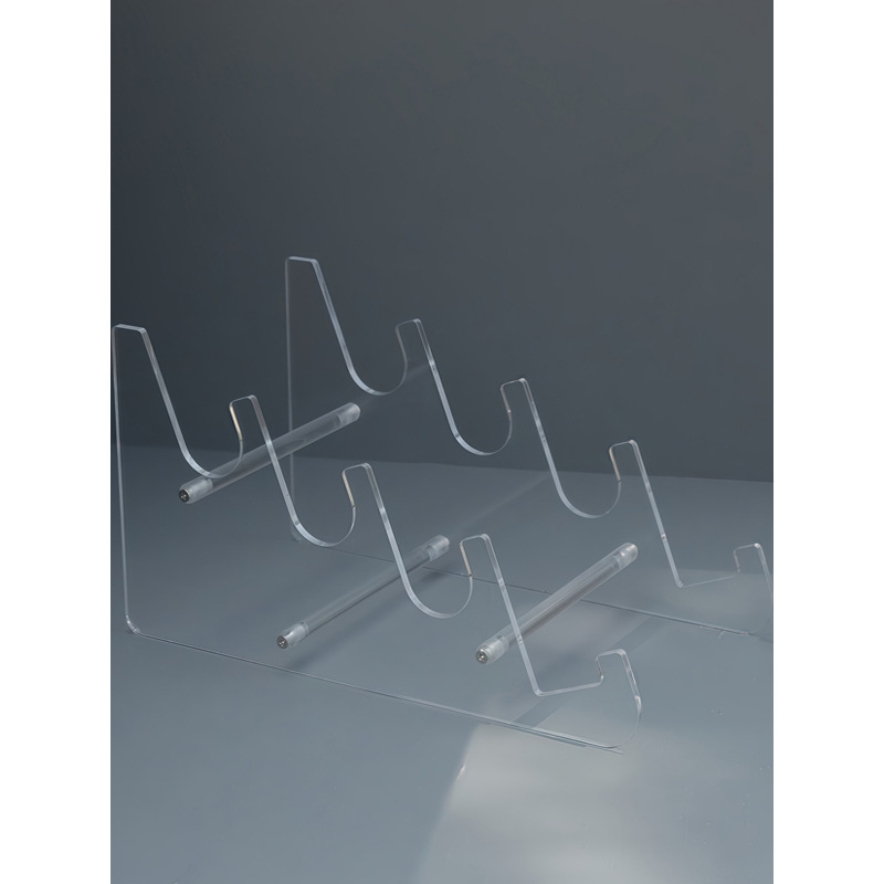 Дисплей рафт за клавиатури, прозрачно органично стъкло, за витрини и рафтове в мол.