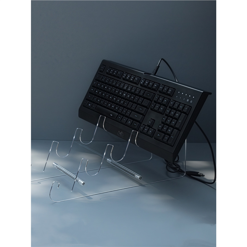 Дисплей рафт за клавиатури, прозрачно органично стъкло, за витрини и рафтове в мол.