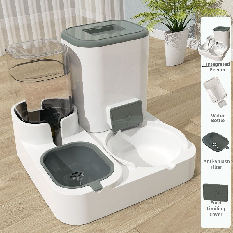 Automatické kŕmné zariadenie so zásobníkom vody a integrovanou misou pre mačky a psy — Napätie ≤36V — Výkon 2000W+ — Ochrana proti prehriatiu: Nie