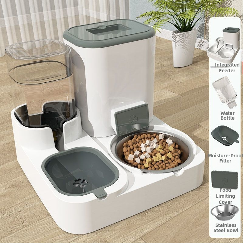 Automatické kŕmné zariadenie so zásobníkom vody a integrovanou misou pre mačky a psy — Napätie ≤36V — Výkon 2000W+ — Ochrana proti prehriatiu: Nie