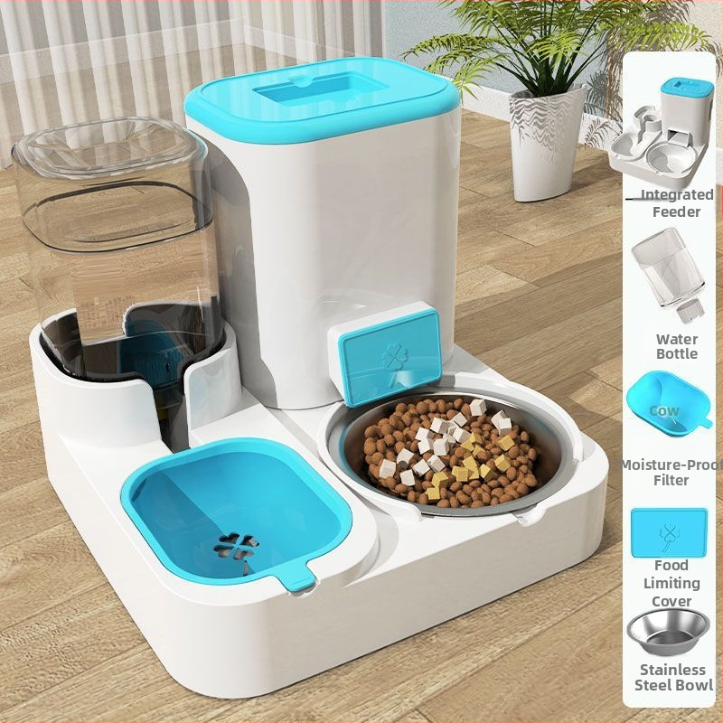 Automatické kŕmné zariadenie so zásobníkom vody a integrovanou misou pre mačky a psy — Napätie ≤36V — Výkon 2000W+ — Ochrana proti prehriatiu: Nie