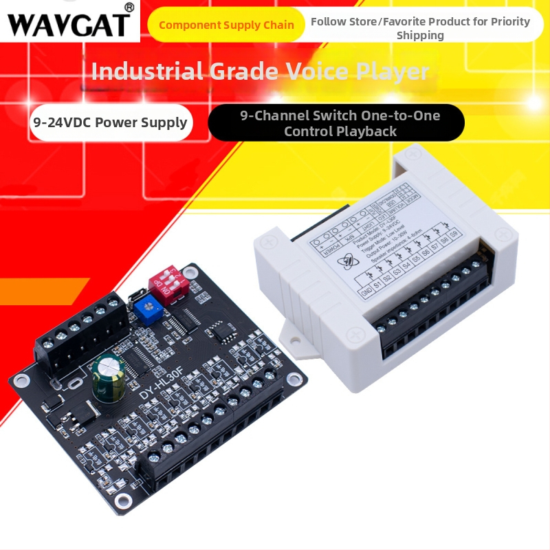 WAVGAT 24V 30W garso įspėjimo modulis su aukšto/žemo lygio aktyvavimu, MP3 atkūrimas 1:1, HL30F