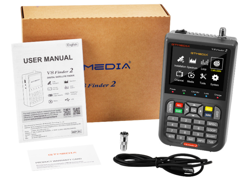 GTMEDIA V8 Finder 2 спътников търсач DVB-S/S2/S2X, 1920x1080, USB, 512MB RAM, двуядрен