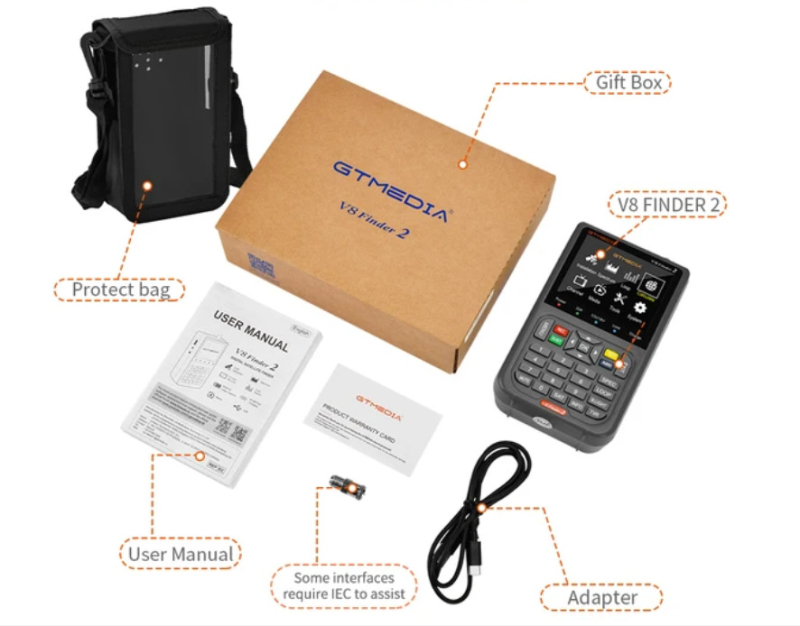 GTMEDIA V8 Finder 2 спътников търсач DVB-S/S2/S2X, 1920x1080, USB, 512MB RAM, двуядрен