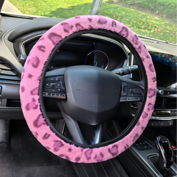 Κάλυμμα τιμονιού αυτοκινήτου με λεοπάρ σχέδιο, παχύ για τον χειμώνα, αντιολισθητικό, ζεστό, από τεχνητή γούνα, κατάλληλο για όλα τα μοντέλα