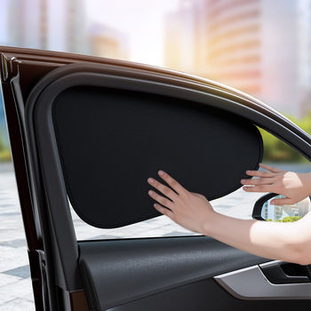 Автомобилен слънцезащитен щит за страничен прозорец – алуминиево фолио, монтиране със статично залепване, подходящ за автомобилни прозорци, прост стил, едноцветен