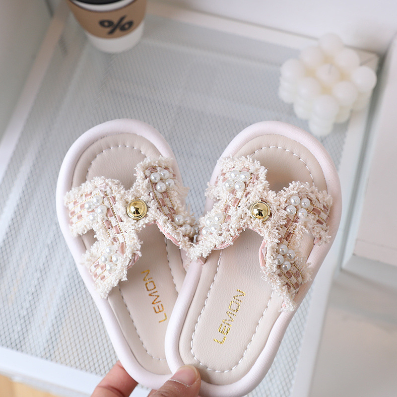 Sandale pentru fetițe, vară, partea superioară din bumbac respirabil, talpă din material compozit, talpă plată, potrivite pentru vârsta 4–6 ani.