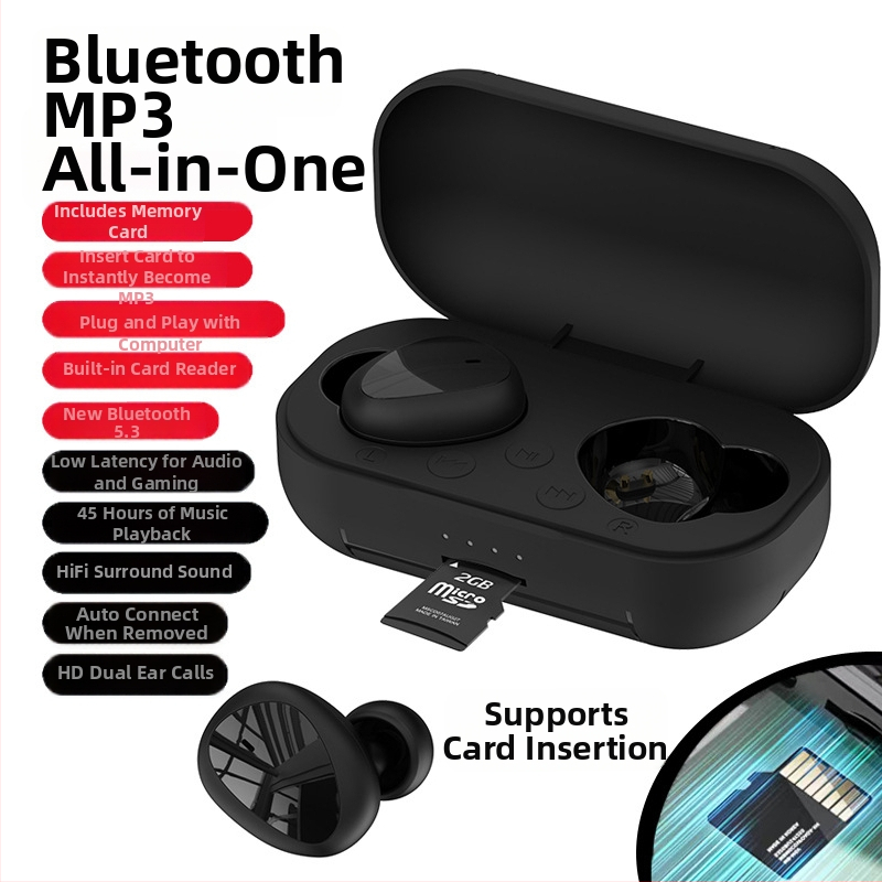Bluetooth MP3 všetko-v-jednom slúchadlo s slotom na kartu, in-ear, unisex, nový model na mieru
