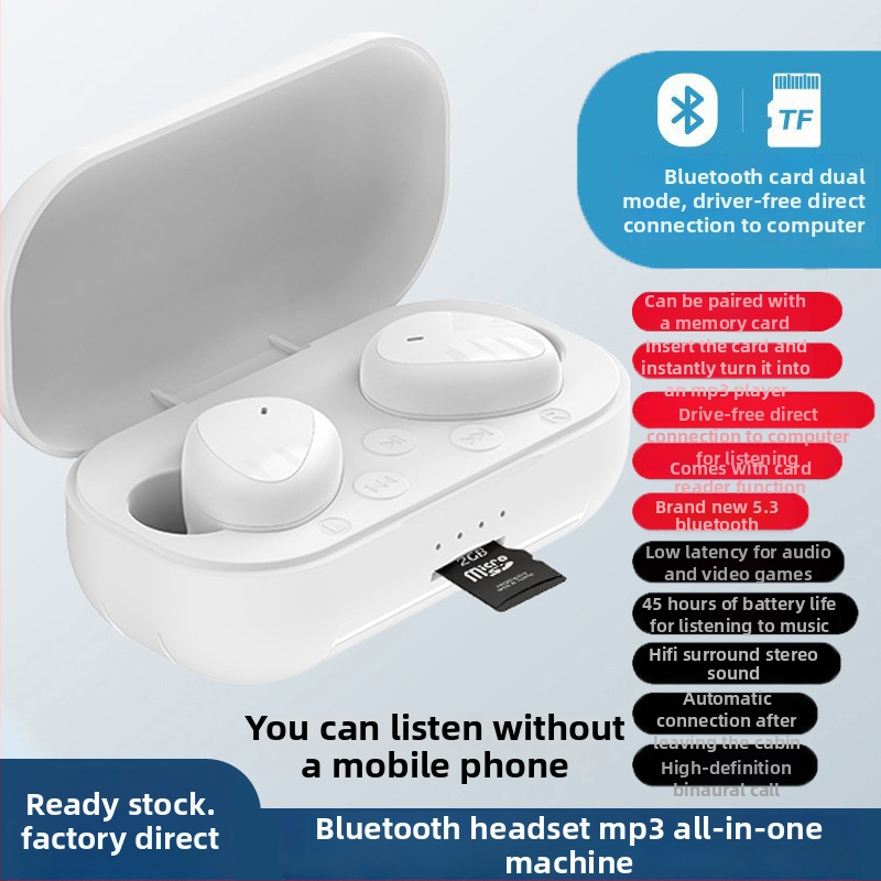 Bluetooth MP3 všetko-v-jednom slúchadlo s slotom na kartu, in-ear, unisex, nový model na mieru