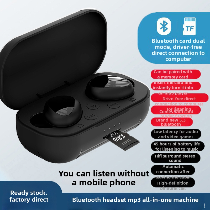 Bluetooth MP3 všetko-v-jednom slúchadlo s slotom na kartu, in-ear, unisex, nový model na mieru