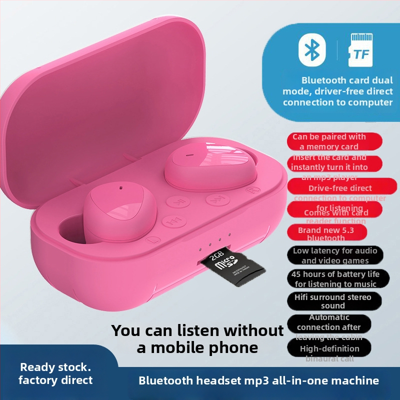 Bluetooth MP3 všetko-v-jednom slúchadlo s slotom na kartu, in-ear, unisex, nový model na mieru