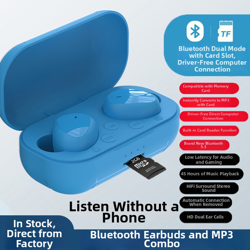 Bluetooth MP3 všetko-v-jednom slúchadlo s slotom na kartu, in-ear, unisex, nový model na mieru