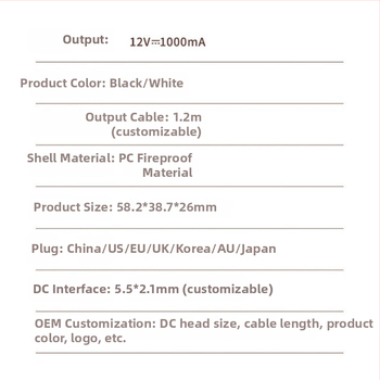 Jiuzhou Power J151 12V 1A tápegység routerekhez, set-top boxokhoz és digitális kis készülékekhez – Európai és Nemzeti szabványok