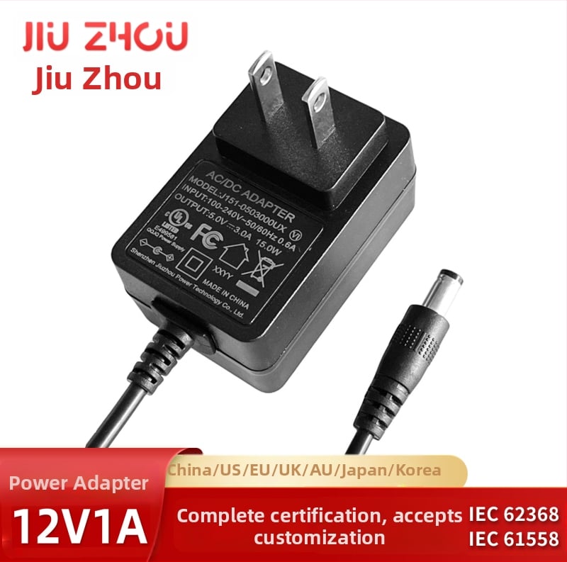 Jiuzhou Power J151 12V 1A tápegység routerekhez, set-top boxokhoz és digitális kis készülékekhez – Európai és Nemzeti szabványok