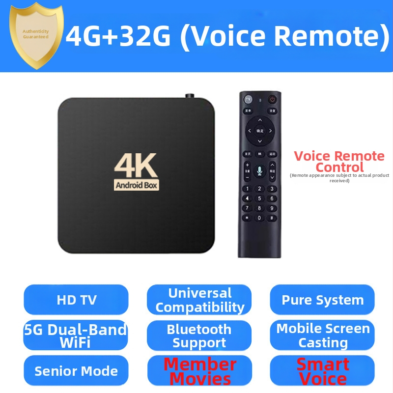 4K set-top box s Wi-Fi a Bluetooth diaľkovým ovládaním, 4 GB RAM, 32 GB úložiska, 3840x2160 výstup