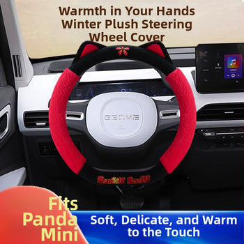 Husă pentru volan – pluș drăguț în stil desen animat, pentru iarnă, potrivire universală, material: pluș artificial