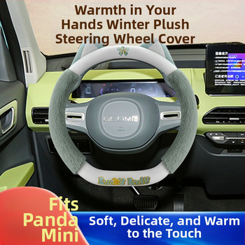 Husă pentru volan – pluș drăguț în stil desen animat, pentru iarnă, potrivire universală, material: pluș artificial